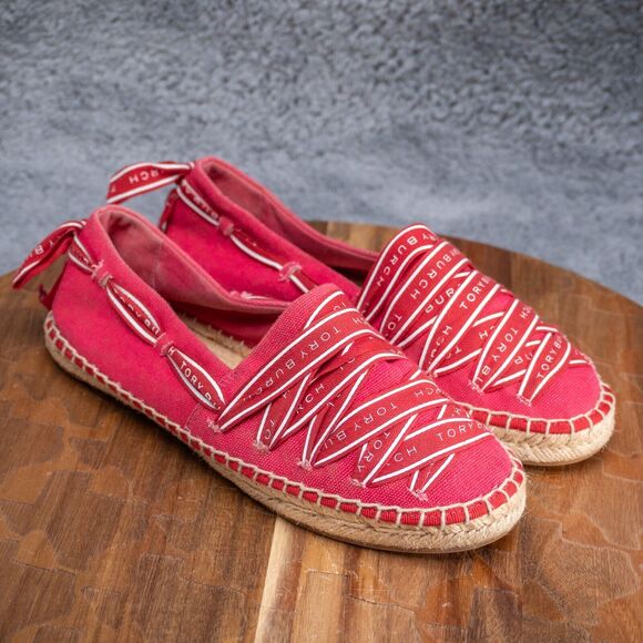 Tory Burch Shoes - Tory Burch Logo Red Grosgrain Espadrille Women's Size 6.5 EUC